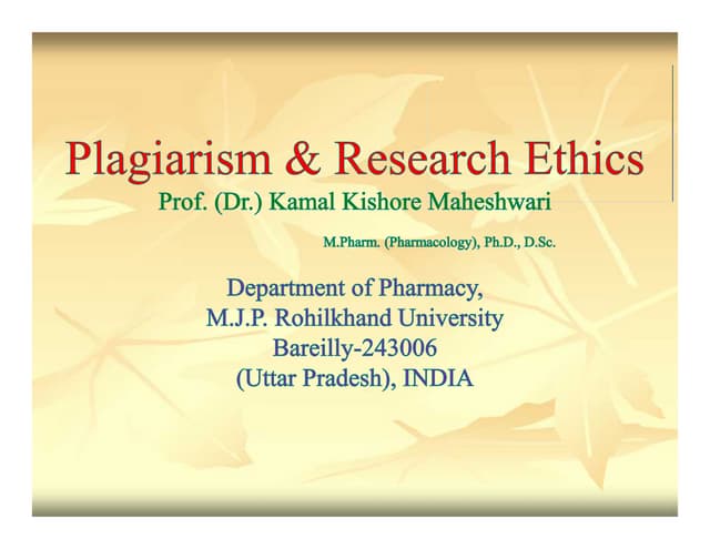 Plagiarism & Ethics