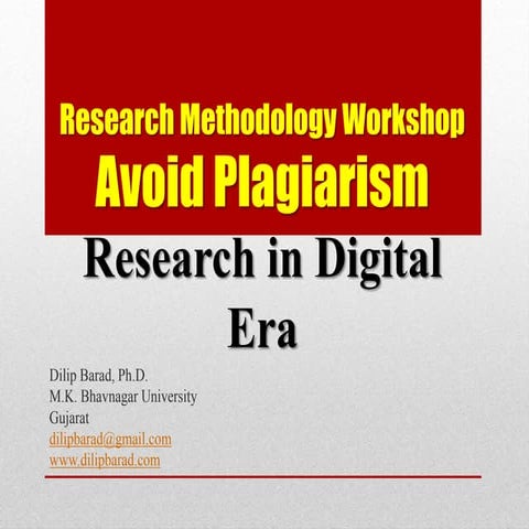 Avoid Plagiarism - Research In Digital Era