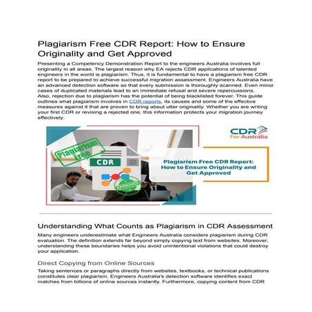 Ensuring a Plagiarism Free CDR Report for Engineers Australia Approval ...