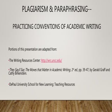 Plagiarism, Academic Conventions, & Annotated Bibs