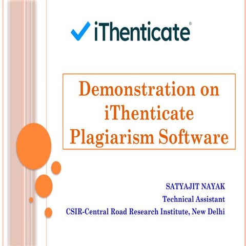 Demonstration on iThenticate Plagiarism Software
