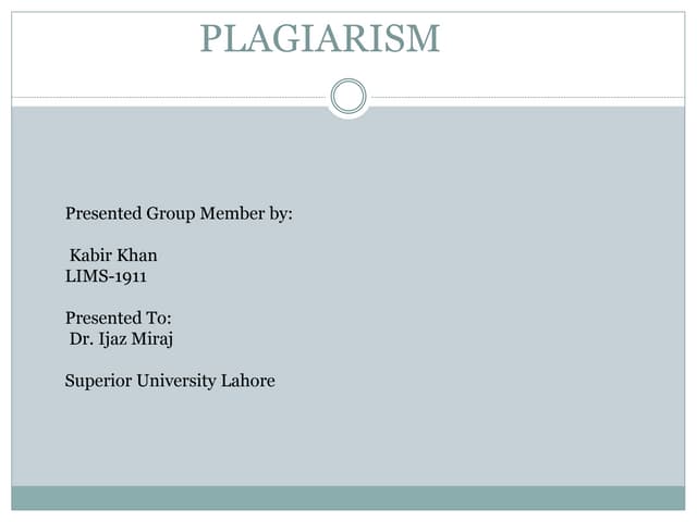 Plagiarism Ppt