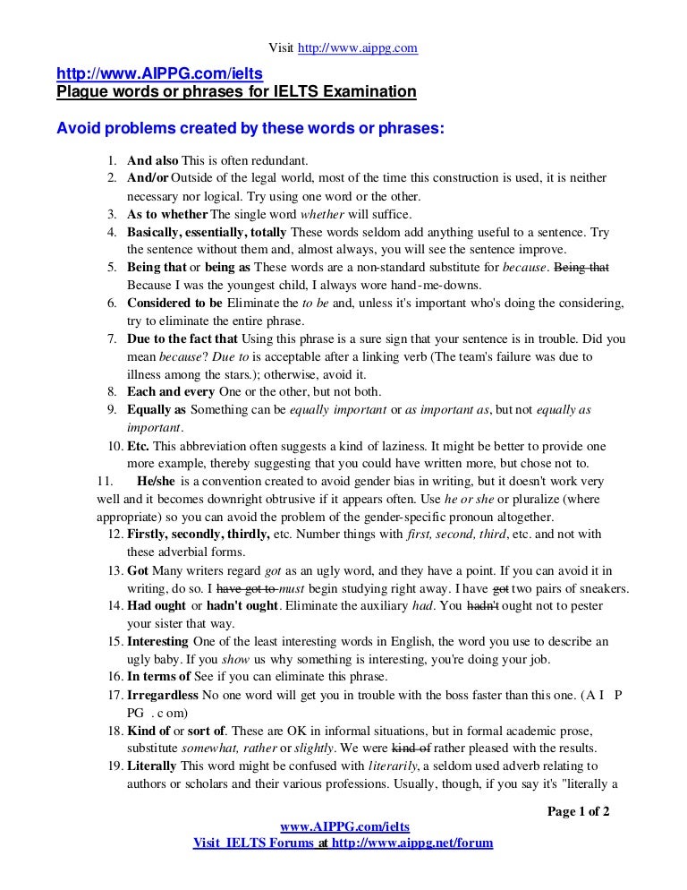 Plague words or phrases