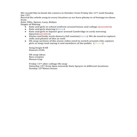 Daily Shooting Schedule | PDF