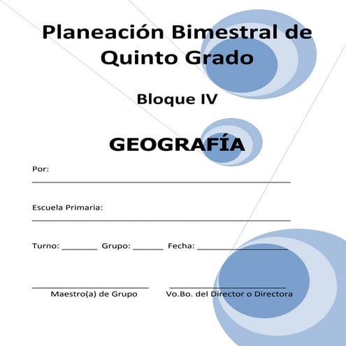 Plan   5to grado - bloque iv - geografía