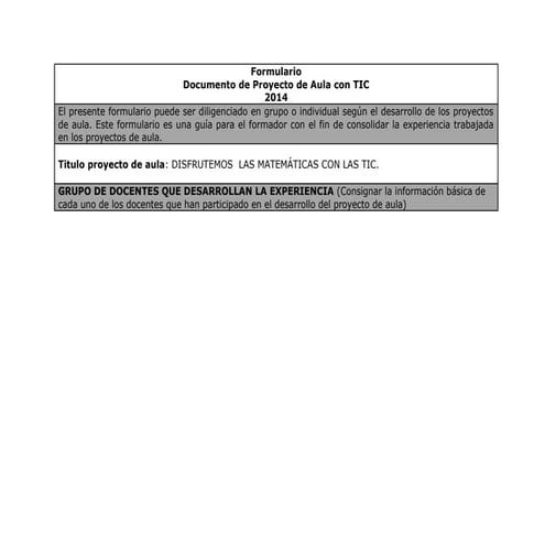 Formato proyecto de aula diseño tecnopedagógico | PDF