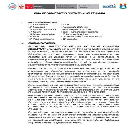 Plan de-capacitacion-docente 2013 primaria | DOCX