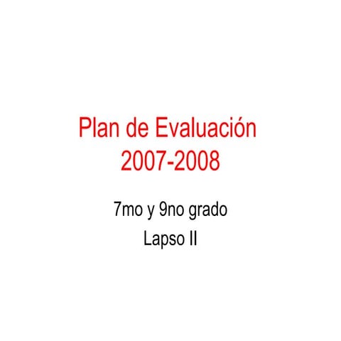 Plan De EvaluacióN
