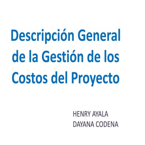 Gestión de Costos del Proyecto | PPTX