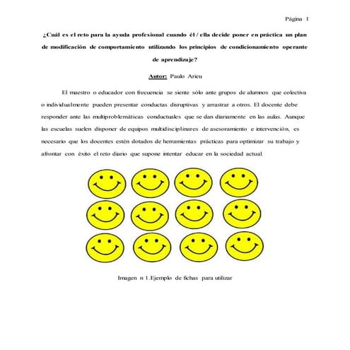 Plan de modificación de comportamiento utilizando los principios de condicionamiento operante