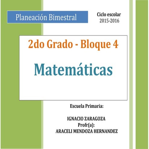 Plan 2do grado   bloque 4 matemáticas