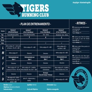 Plan de entrenamiento Maratón de Ma...