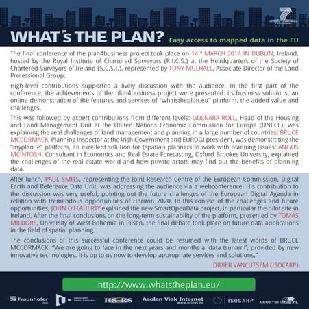 Plan4business Final Event in Dublin by ISOCARP