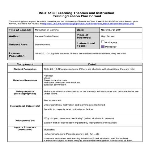 Unit Three Lesson Plan | DOC