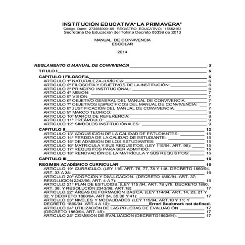 Planadas ie primavera nuevo manual de convivencia