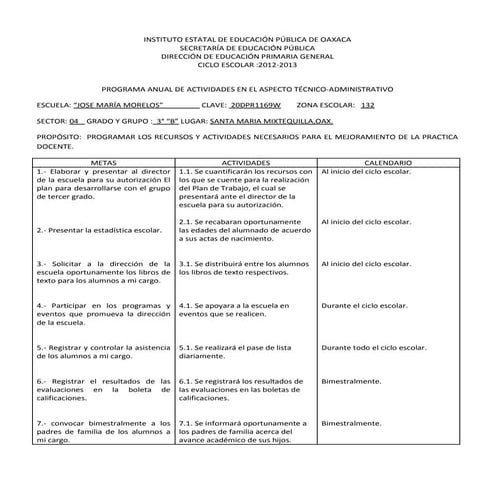 Plan anual de actividades