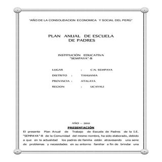 Plan anual  de escuela de padres
