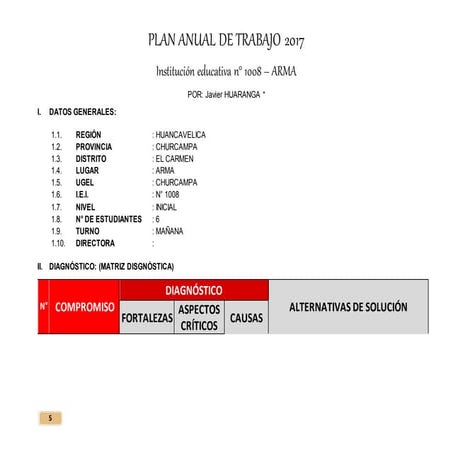 PLAN ANUAL DE TRABAJO DE NIVEL INICIAL 2017