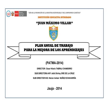 Plan anual de trabajo para la mejora de los aprendizajes jmv 2014