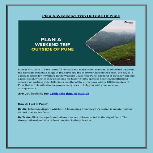 Plan A Weekend Trip Outside Of Pune.pdf