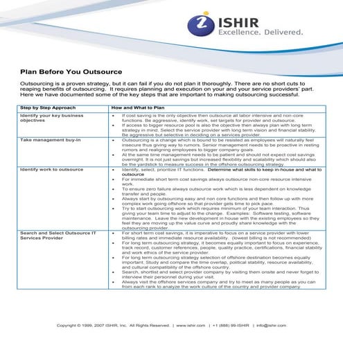 Plan Before You Outsource