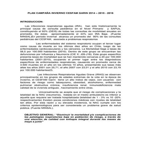 Plan campaña invierno cesfam garin 2014   2015
