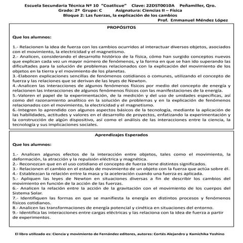 Plan ciencias II bloque 2