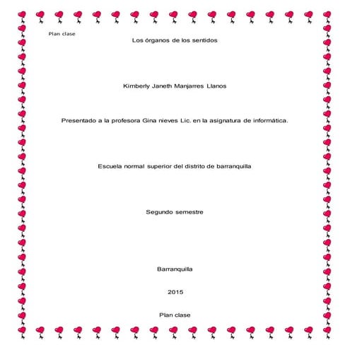 Plan  clase   de los organos de los sentidos.