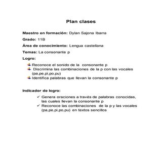 Plan clases Consonante P