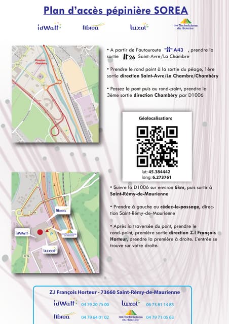 Plan d'accès pépinière SOREA