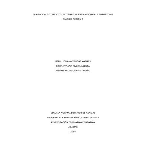 Exaltación de talentos (Plan de accion 3)