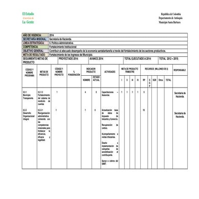 Plan de Acción Secretaría de Hacienda 2014