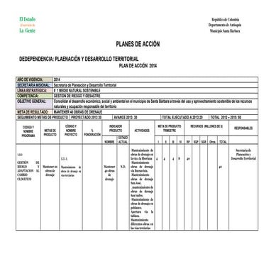 Plan de Acción Secretaría de Planeación y Desarrollo Territorial 2014