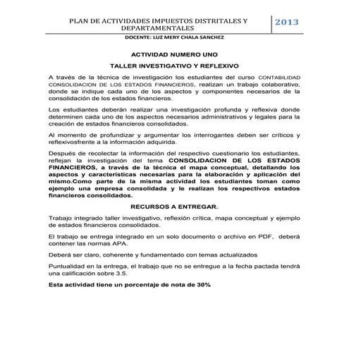 Plan de actividades cun 2013