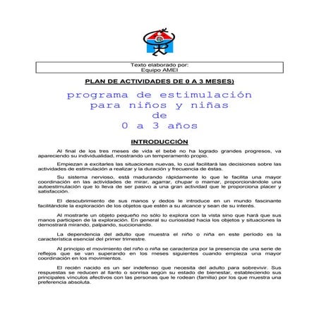Plan de actividades de 0 a 3 meses 
