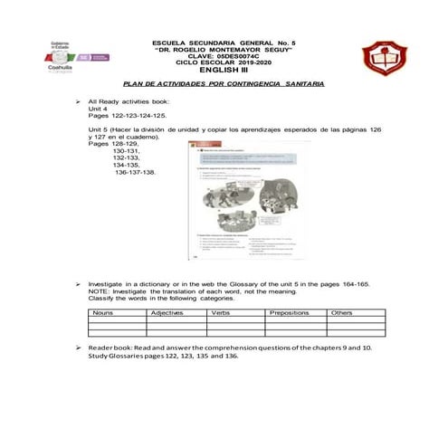 Plan de actividades 3O GHIsec. general 5 covid 19