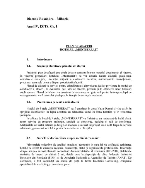 Plan De Afaceri Hotel