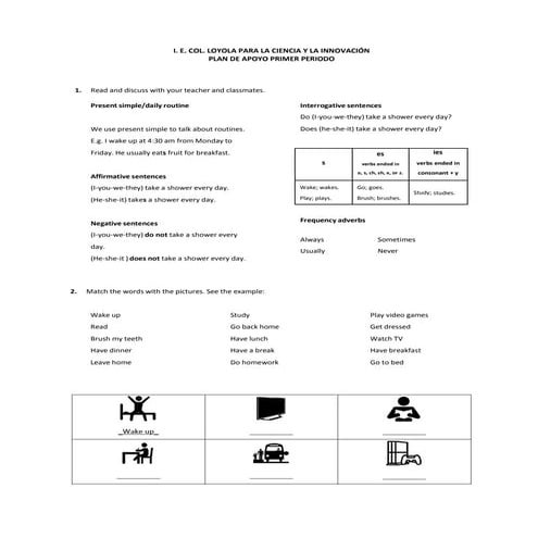 PLAN DE APOYO DAYLY ROUTINE