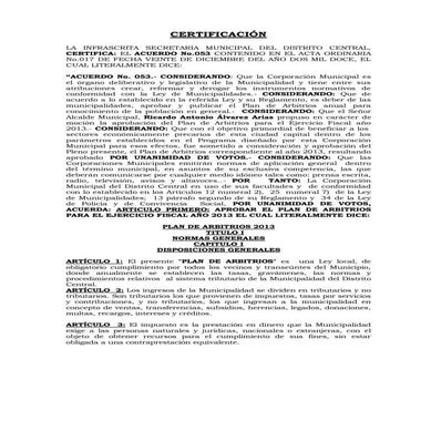 Plan de arbitrios ultima version 2013