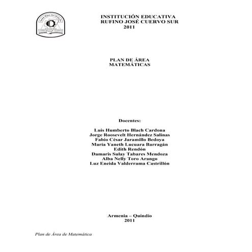 Plan de area de matemática