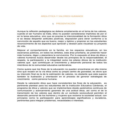 Plan de area etica y valores humanos 2011+