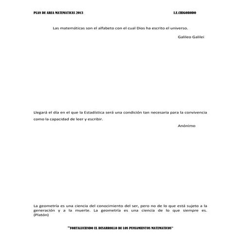 Plan de area matematicas 2013 completo