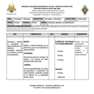 Plan de asignatura de tecnología e ...