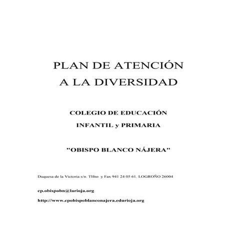 Plan de atención a la diversidad 'Obispo Nájera' | PDF