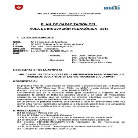 Plan anual de capacitacion aip crt | DOCX