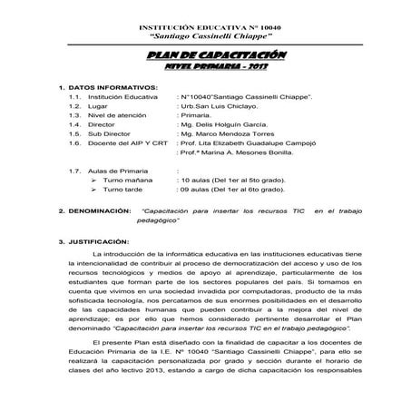 Plan de capacitacion 2013 | DOCX