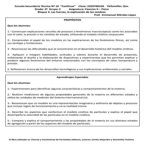 Plan de ciencias II bloque 3