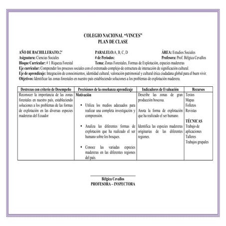Plan de clase ciencias sociales