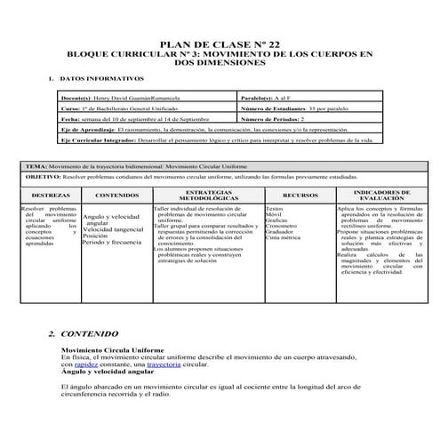 Plan de clase nº 23