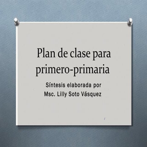 Plan de clase para primero primaria